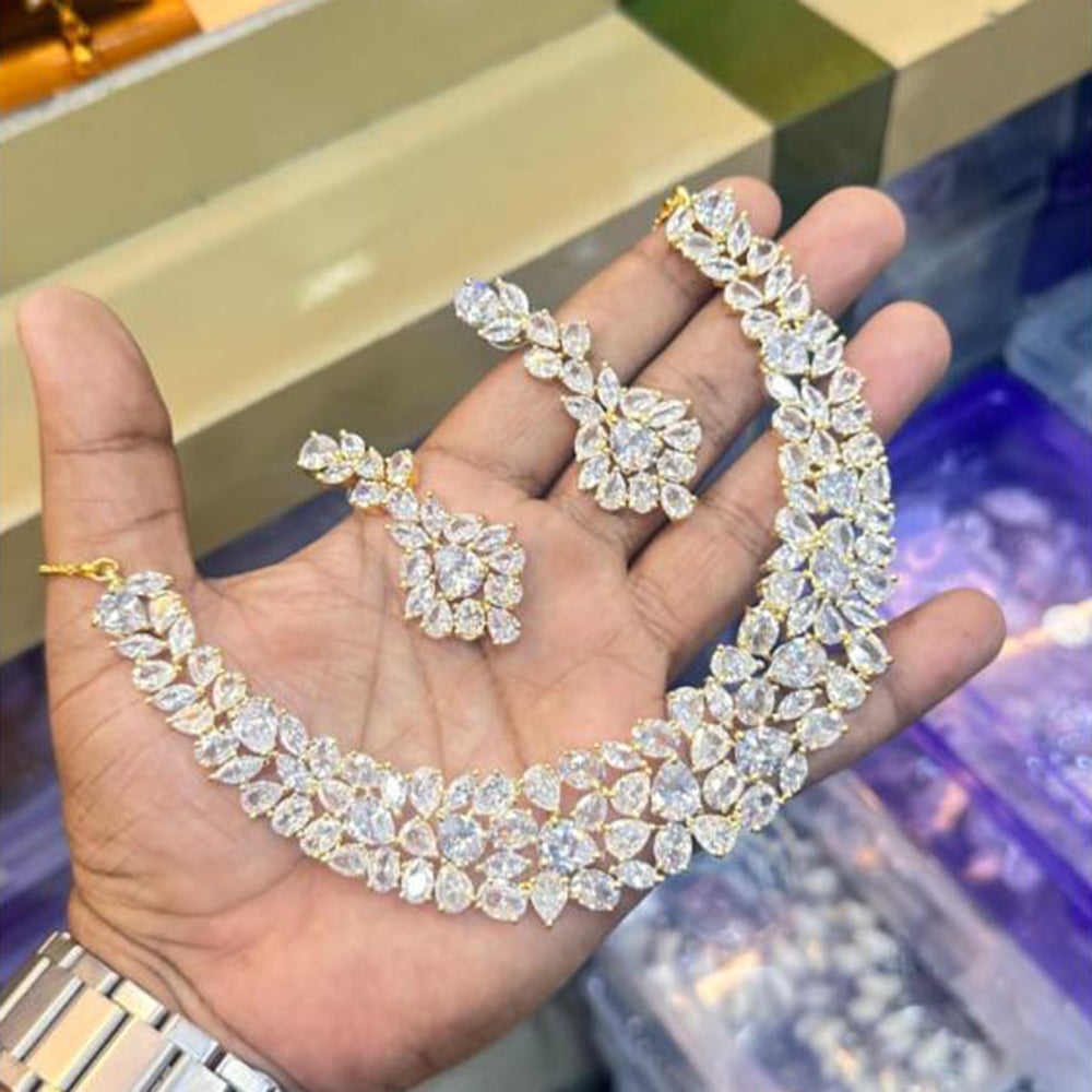 Kavita Art Gold Plated American Diamond Necklace Set