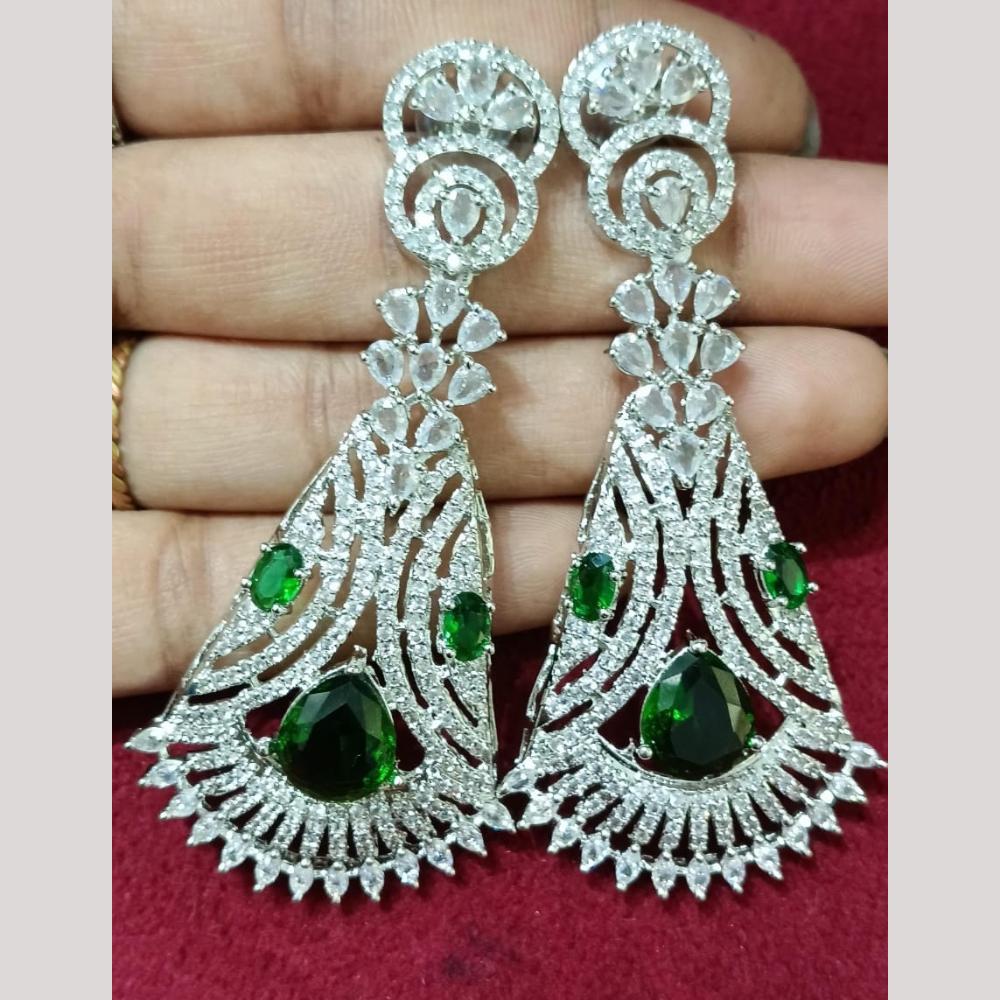 Kavita Art Silver Plated American Diamonds Dangler Earrings