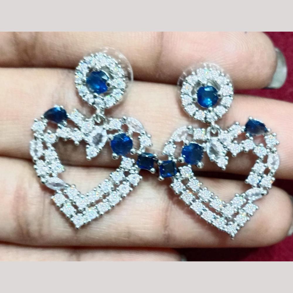 Kavita Art Silver Plated American Diamonds Dangler Earrings