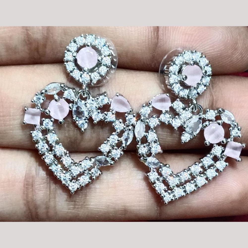 Kavita Art Silver Plated American Diamonds Dangler Earrings