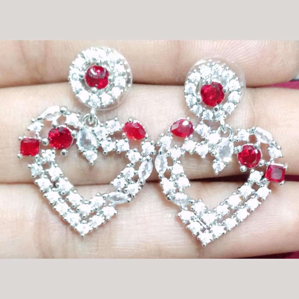 Kavita Art Silver Plated American Diamonds Dangler Earrings