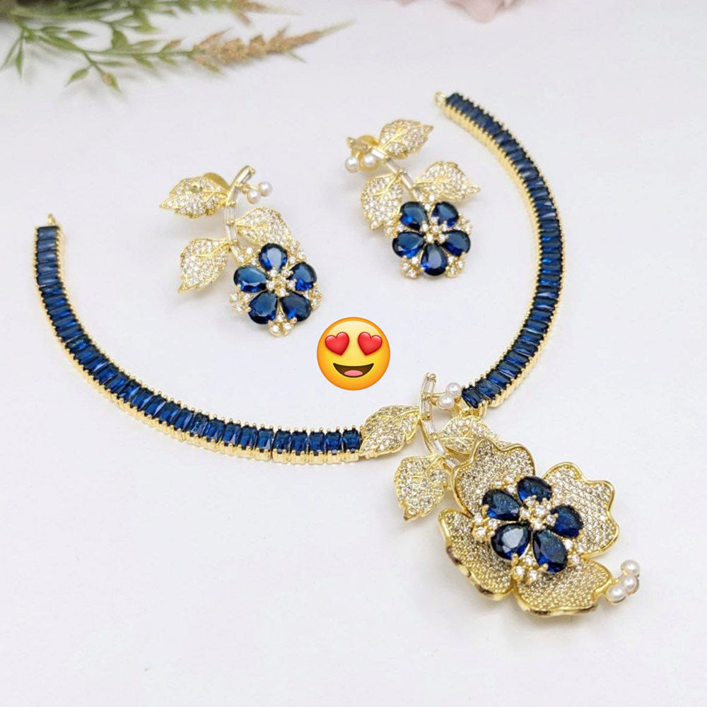 Kavita Art Gold Plated American Diamond Necklace Set