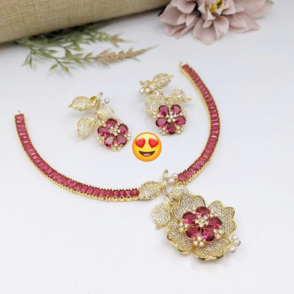 Kavita Art Gold Plated American Diamond Necklace Set