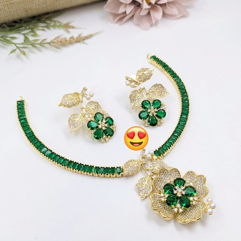 Kavita Art Gold Plated American Diamond Necklace Set