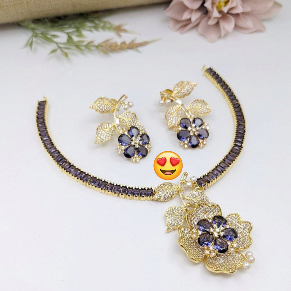 Kavita Art Gold Plated American Diamond Necklace Set