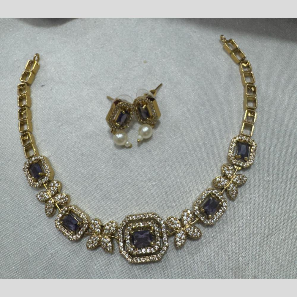Kavita Art Gold Plated American Diamond Necklace Set