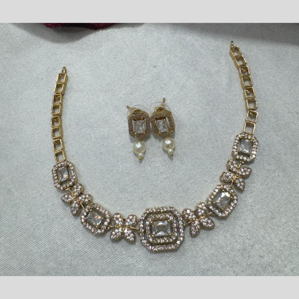 Kavita Art Gold Plated American Diamond Necklace Set