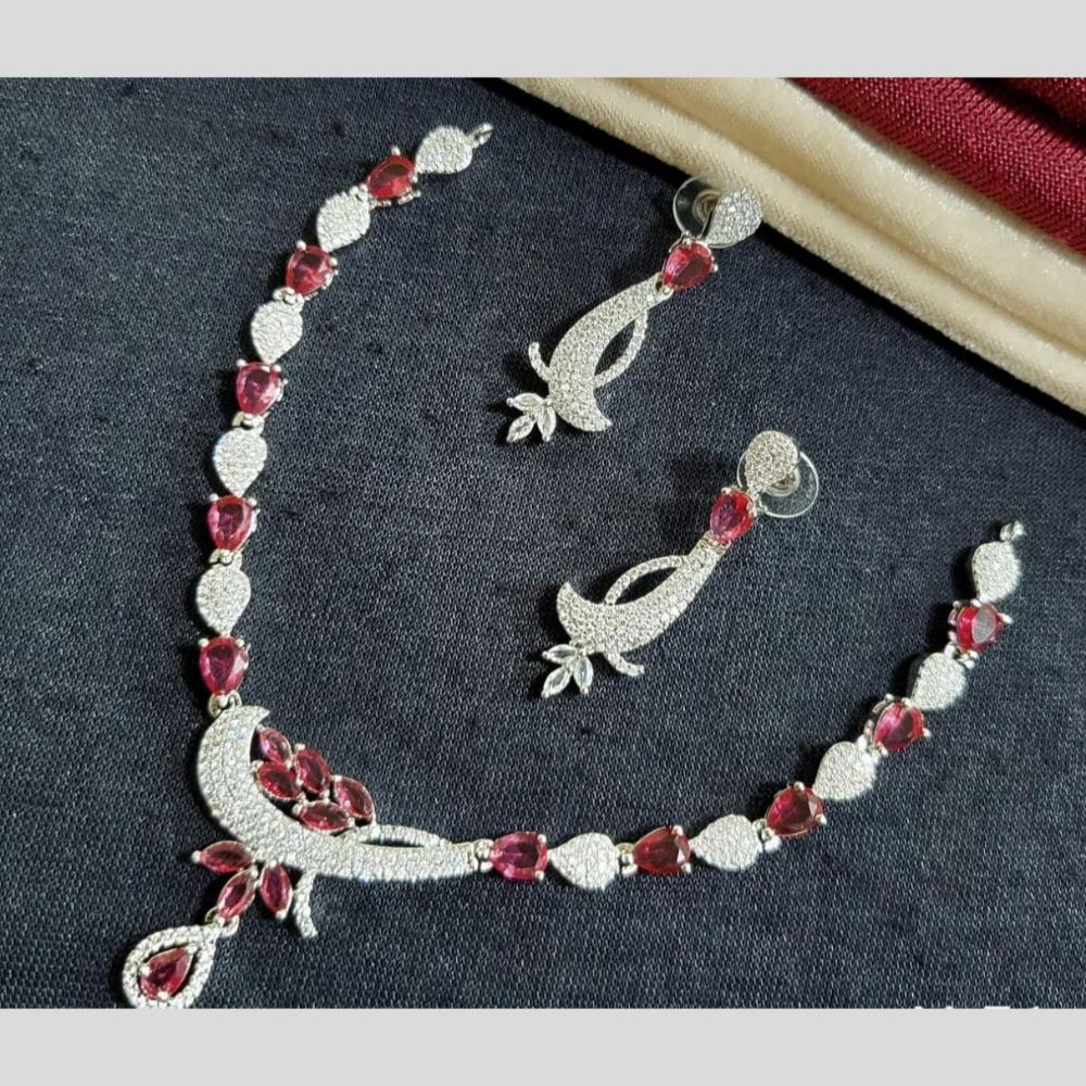 Kavita Art Silver Plated American Diamond Necklace Set