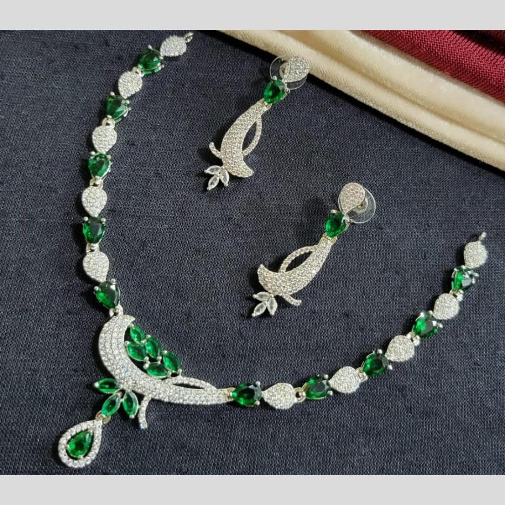 Kavita Art Silver Plated American Diamond Necklace Set