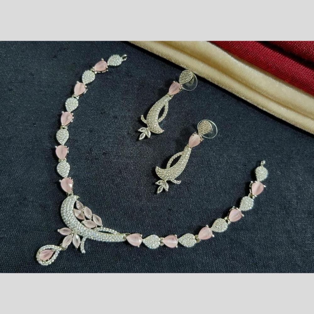 Kavita Art Silver Plated American Diamond Necklace Set