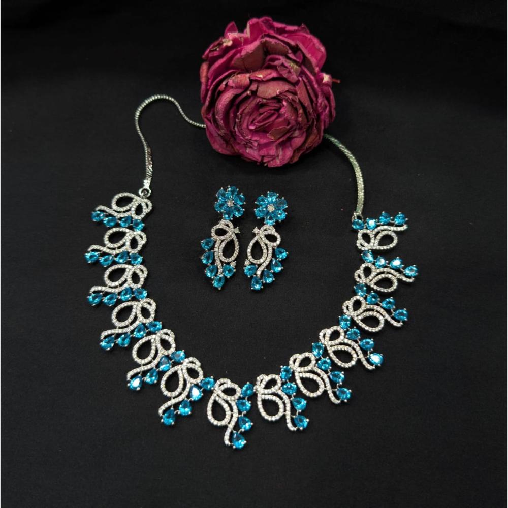 Kavita Art Silver Plated American Diamond Necklace Set