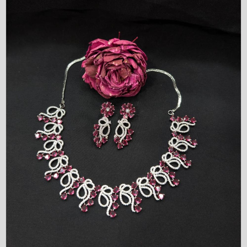 Kavita Art Silver Plated American Diamond Necklace Set