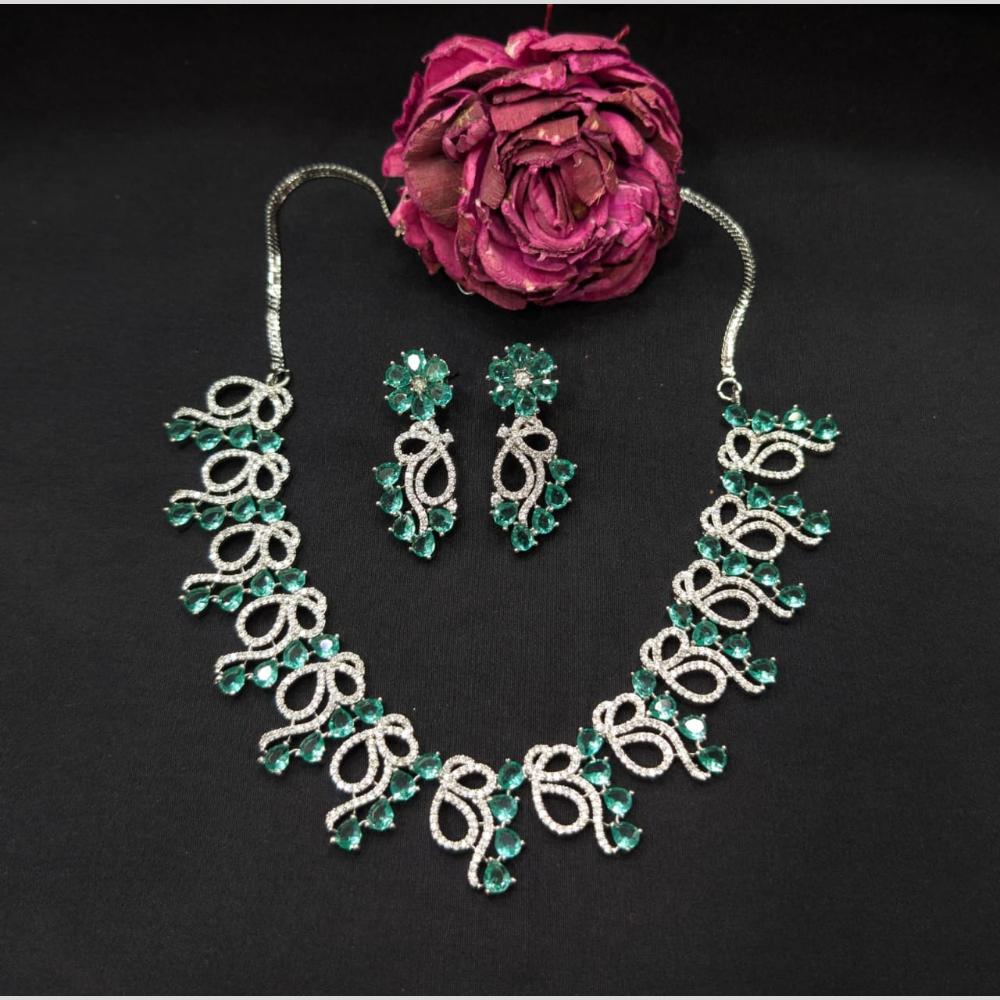 Kavita Art Silver Plated American Diamond Necklace Set