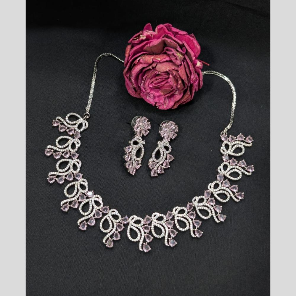 Kavita Art Silver Plated American Diamond Necklace Set