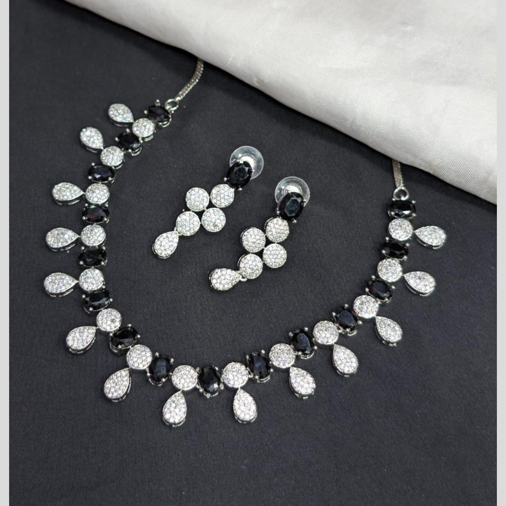 Kavita Art Silver Plated American Diamond Necklace Set