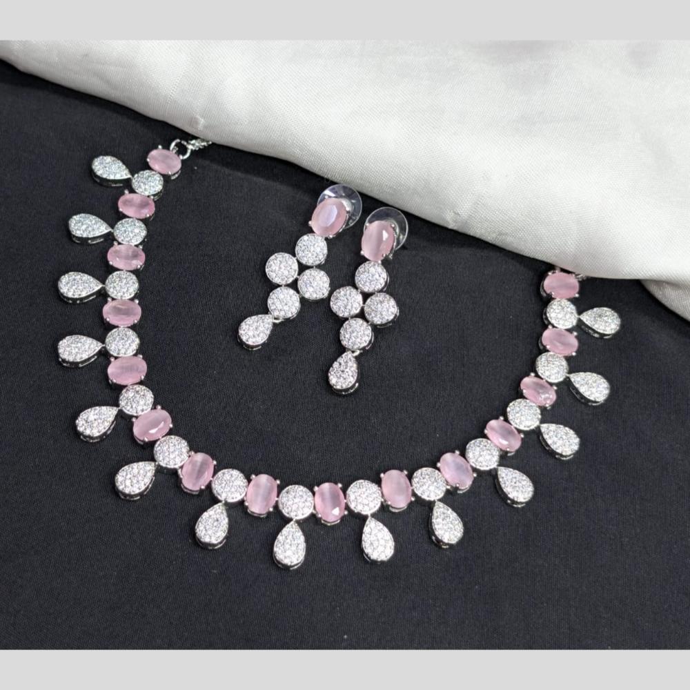 Kavita Art Silver Plated American Diamond Necklace Set