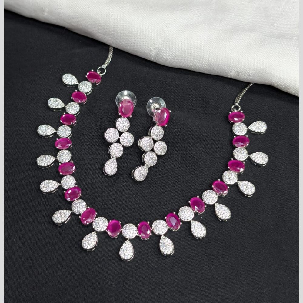 Kavita Art Silver Plated American Diamond Necklace Set