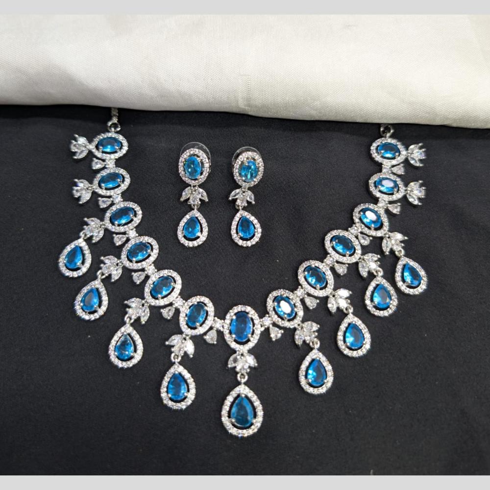 Kavita Art Silver Plated American Diamond Necklace Set