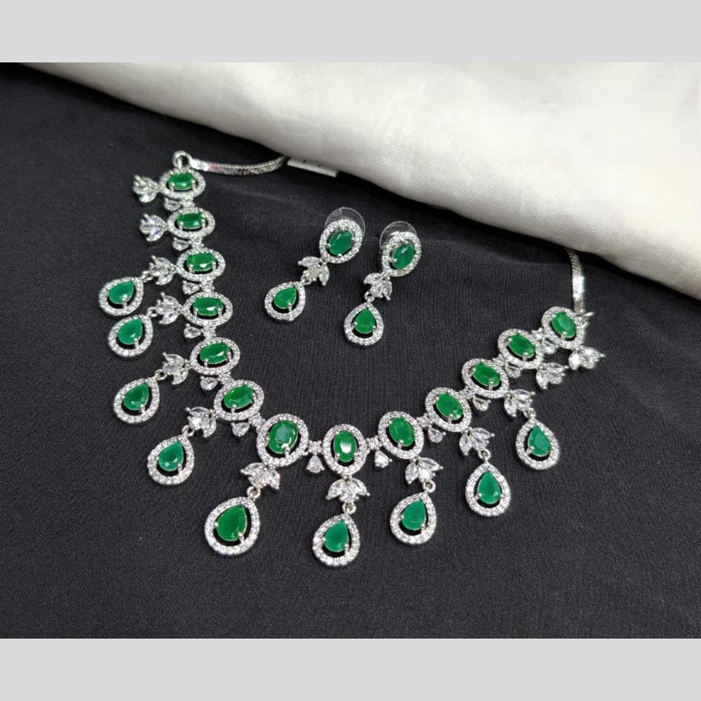 Kavita Art Silver Plated American Diamond Necklace Set