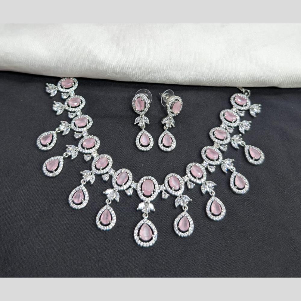 Kavita Art Silver Plated American Diamond Necklace Set