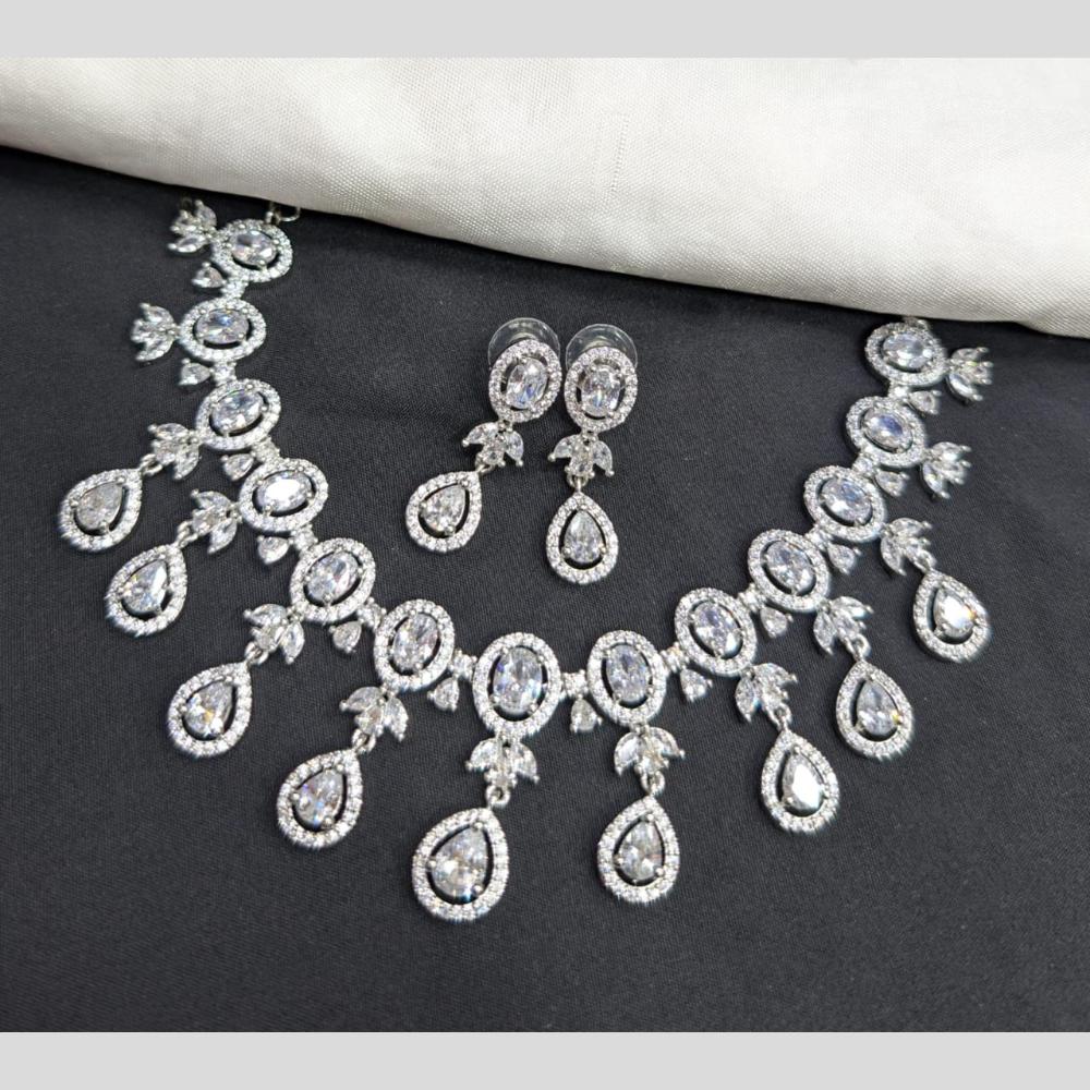 Kavita Art Silver Plated American Diamond Necklace Set