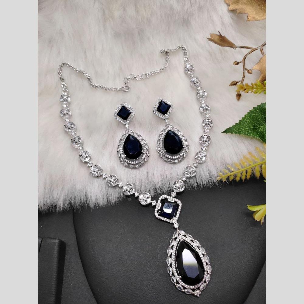 Kavita Art Silver Plated American Diamond Necklace Set
