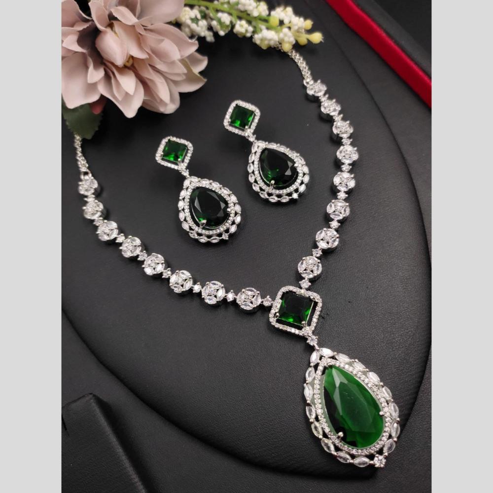 Kavita Art Silver Plated American Diamond Necklace Set