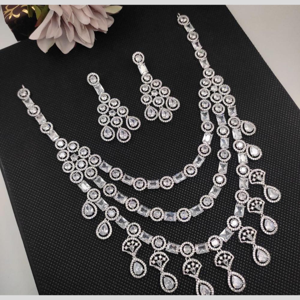 Kavita Art Silver Plated American Diamond Necklace Set