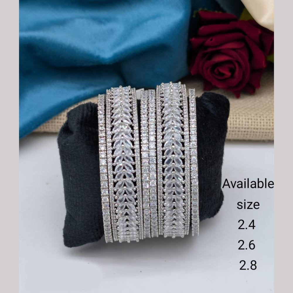 Kavita Art Silver Plated American Diamond Openable Bangle for Modern Women