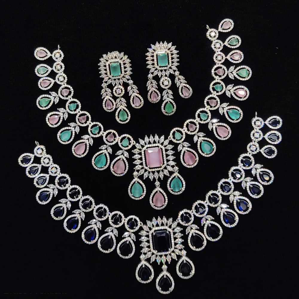 Kavita Art Silver Plated American Diamond Necklace Set