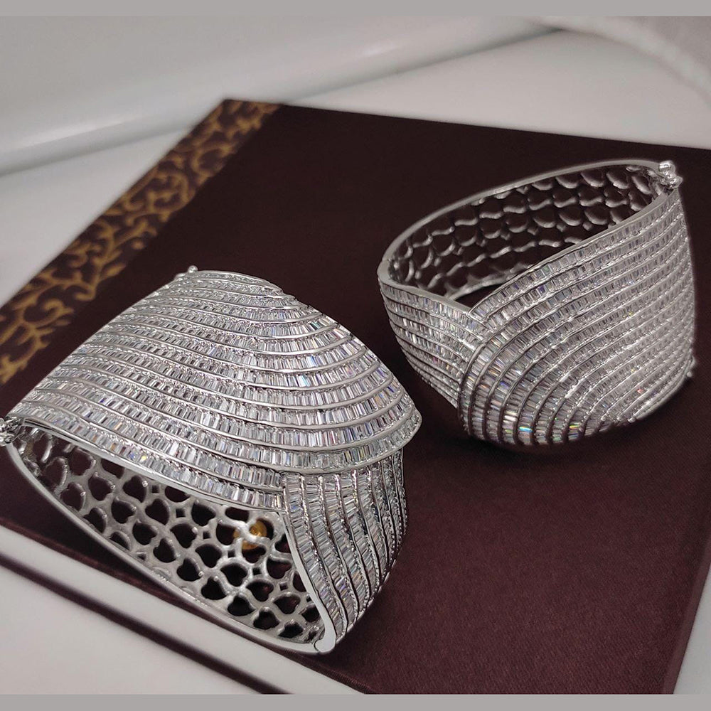 Kavita Art Silver Plated American Diamond Openable Kada