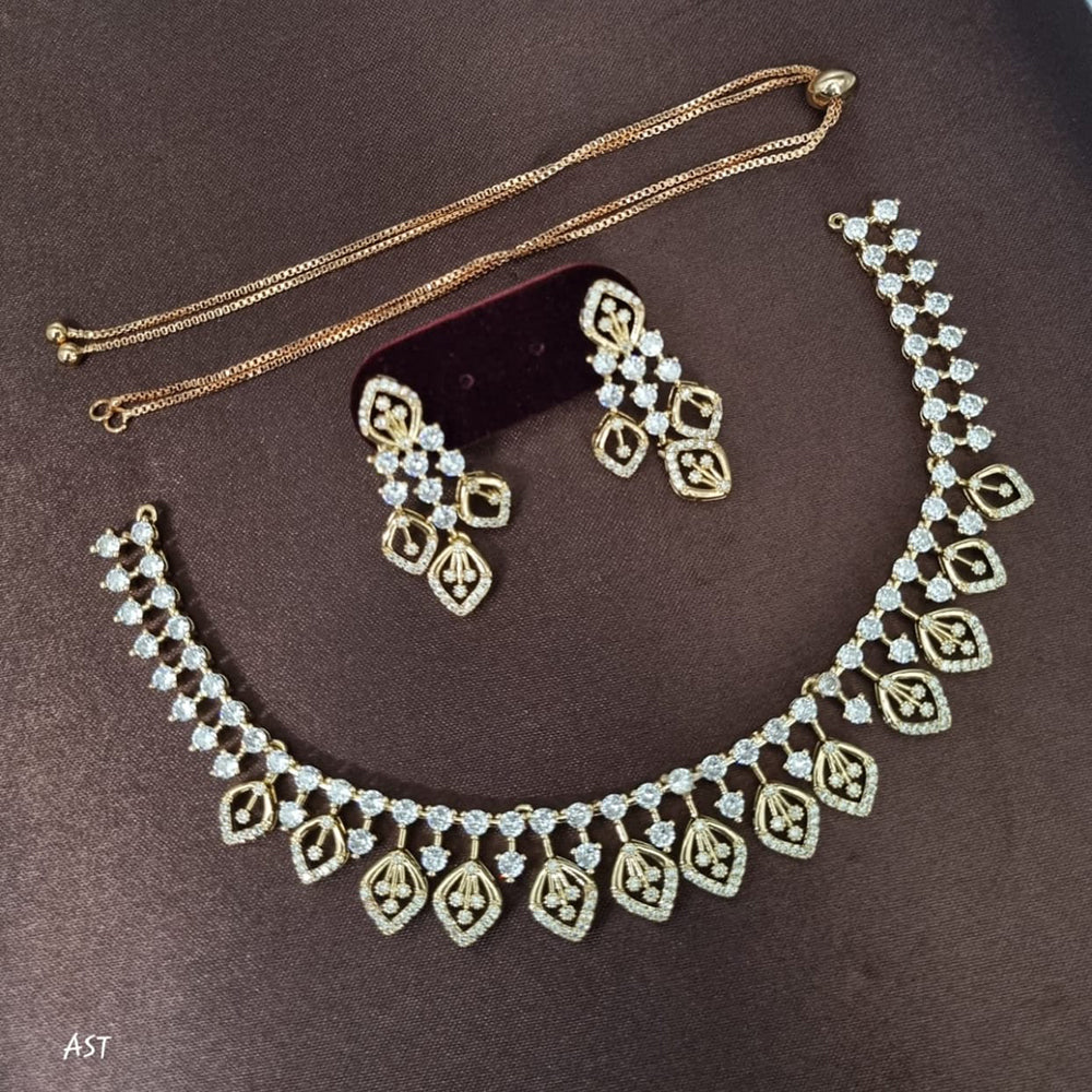 Kavita Art Gold Plated Sparkling American Daimonds Festive & Party Wear Necklace Set