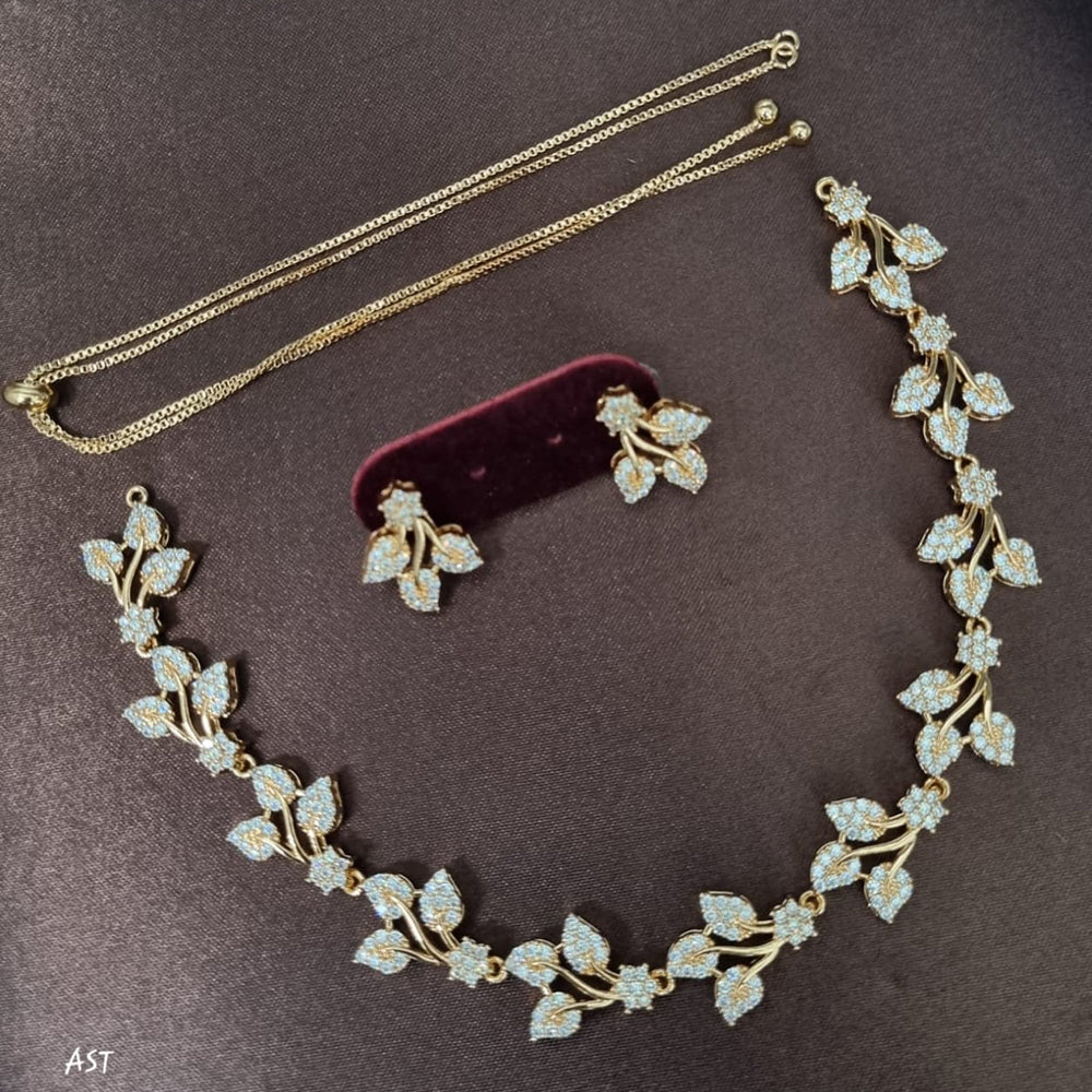 Kavita Art Gold Plated Sparkling American Daimonds Festive & Party Wear Necklace Set