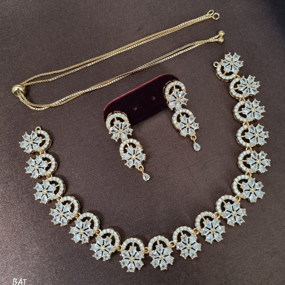 Kavita Art Gold Plated Sparkling American Daimonds Festive & Party Wear Necklace Set
