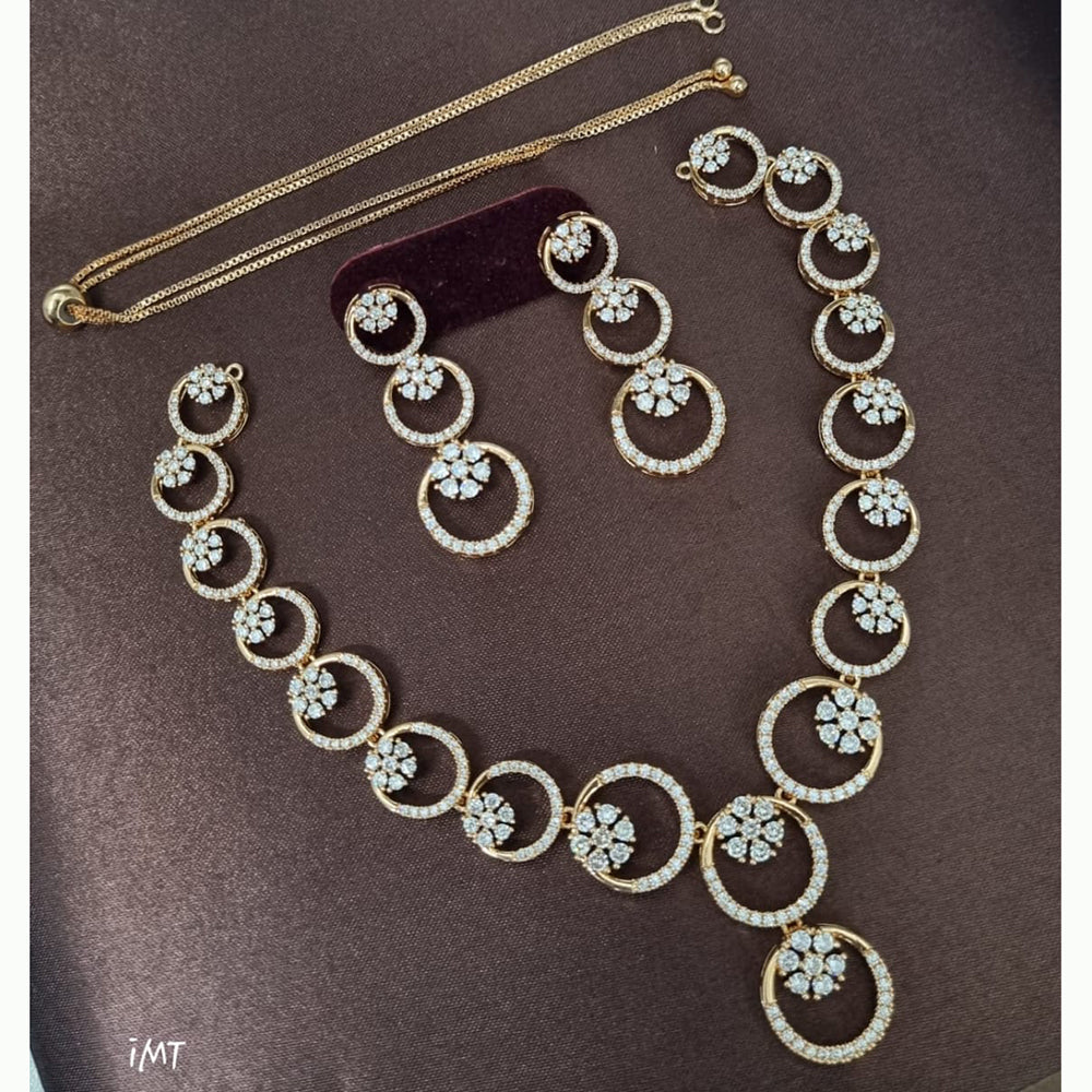 Kavita Art Gold Plated Sparkling American Daimonds Festive & Party Wear Necklace Set