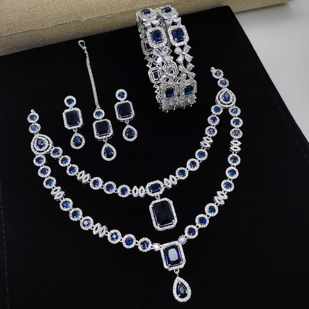 Kavita Art Silver Plated American Diamond Festive & Party Wear Combo Set