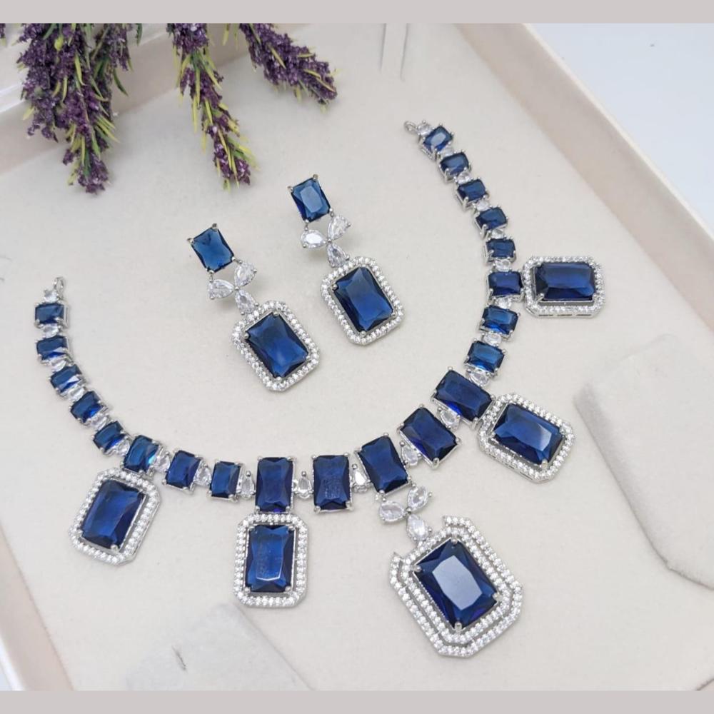 Kavita Art Silver Plated Crystal Stone Necklace Set