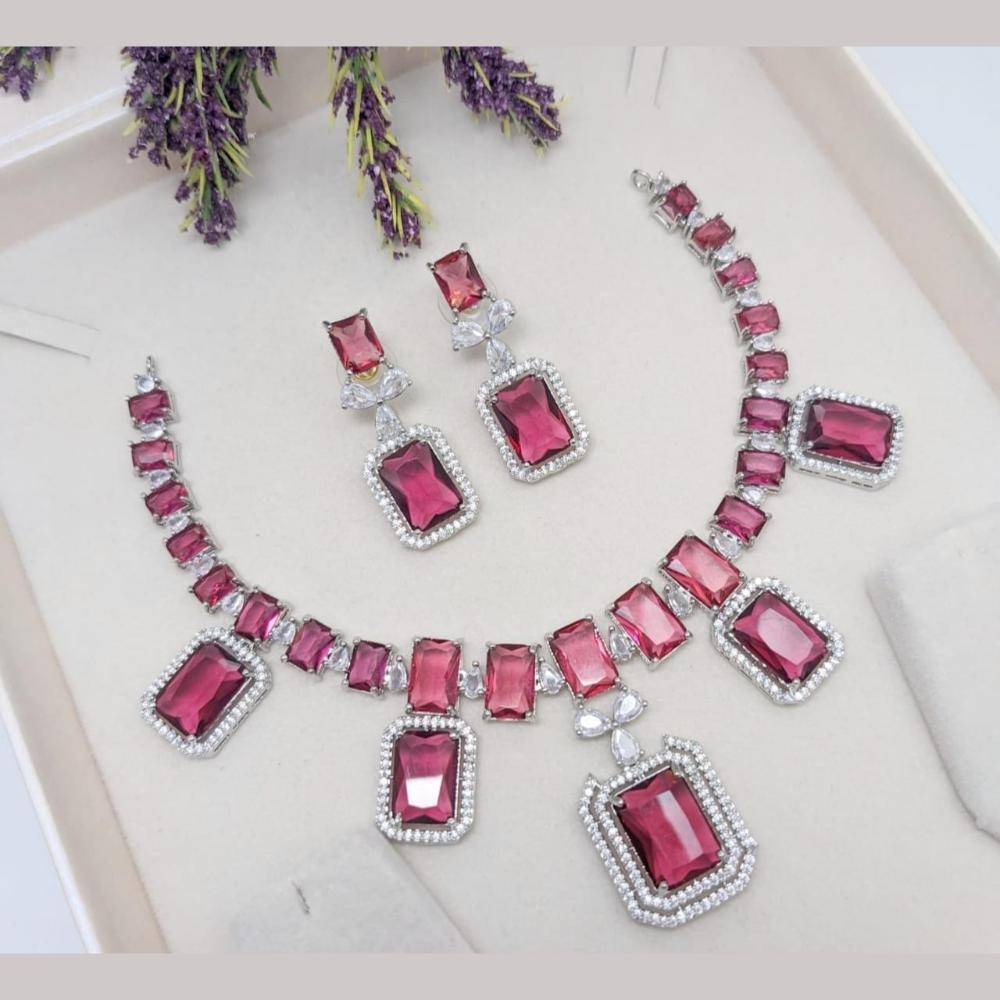 Kavita Art Silver Plated Crystal Stone Necklace Set