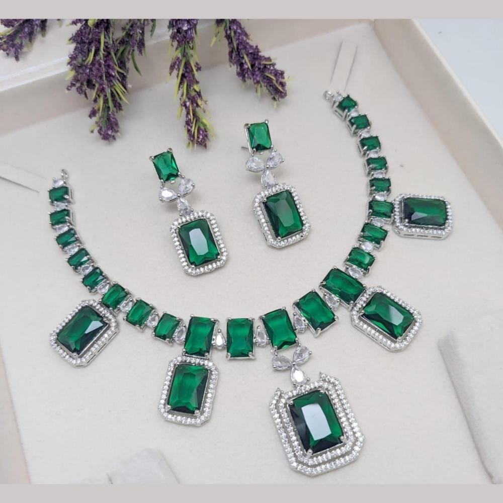 Kavita Art Silver Plated Crystal Stone Necklace Set