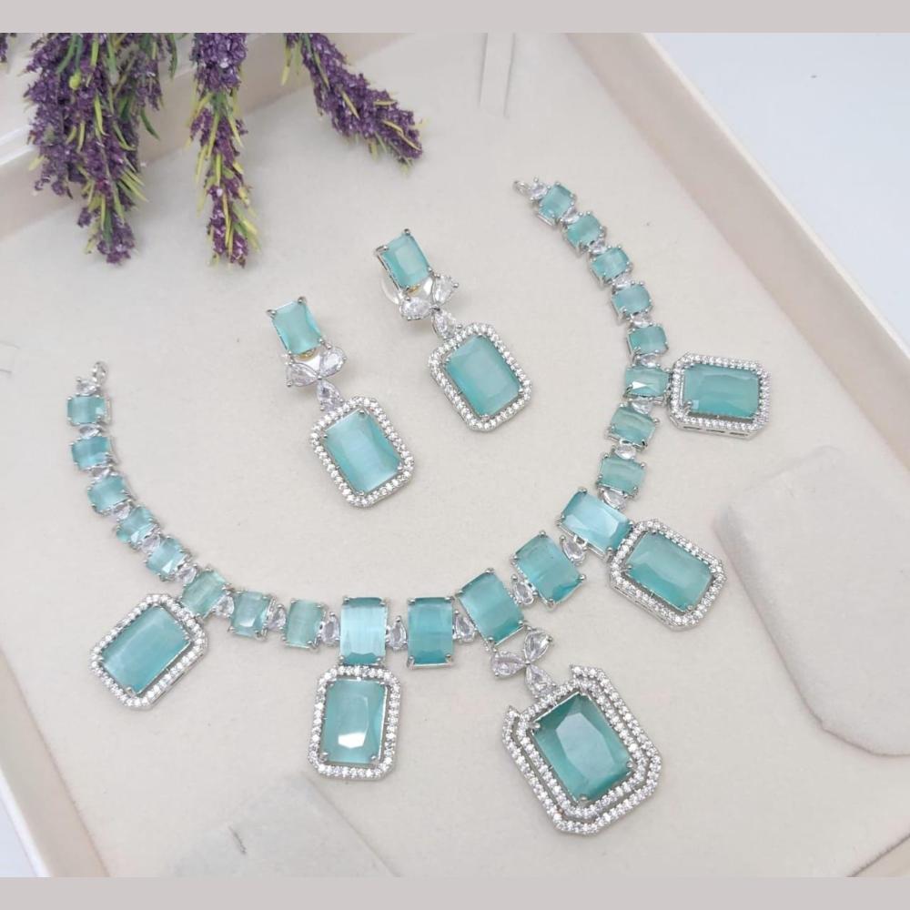 Kavita Art Silver Plated Crystal Stone Necklace Set