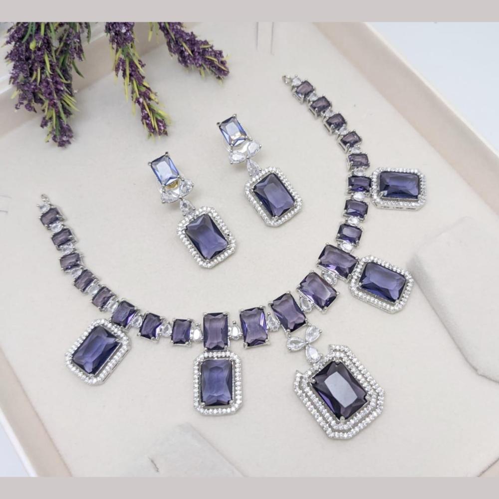 Kavita Art Silver Plated Crystal Stone Necklace Set