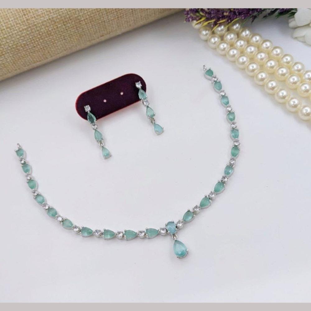 Kavita Art Silver Plated Adorned with Sparkling American Diamonds Necklace Set