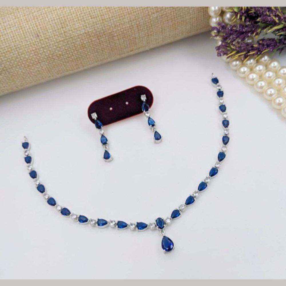 Kavita Art Silver Plated Adorned with Sparkling American Diamonds Necklace Set