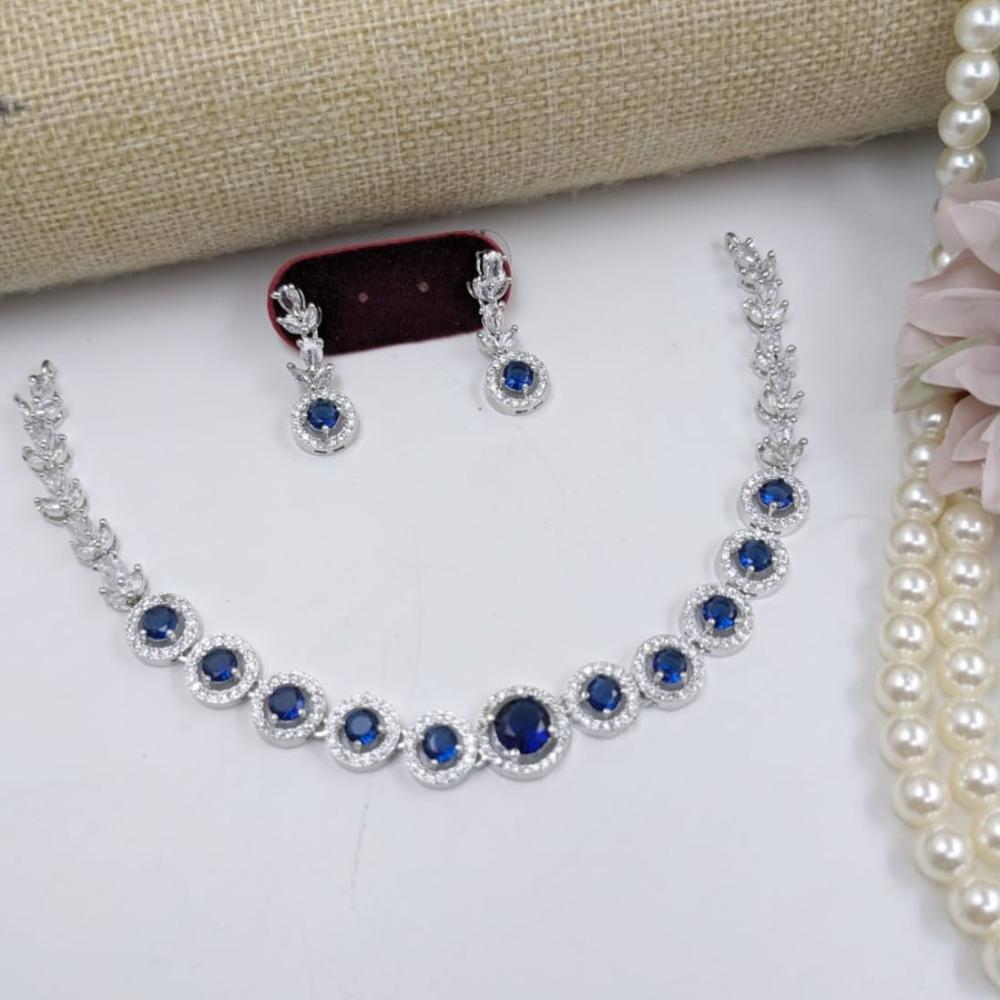 Kavita Art Silver Plated Adorned with Sparkling American Diamonds Necklace Set