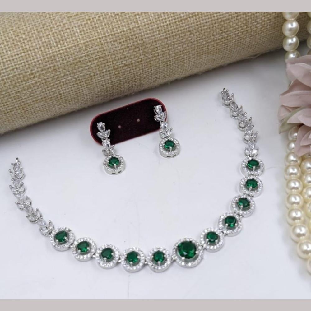 Kavita Art Silver Plated Adorned with Sparkling American Diamonds Necklace Set