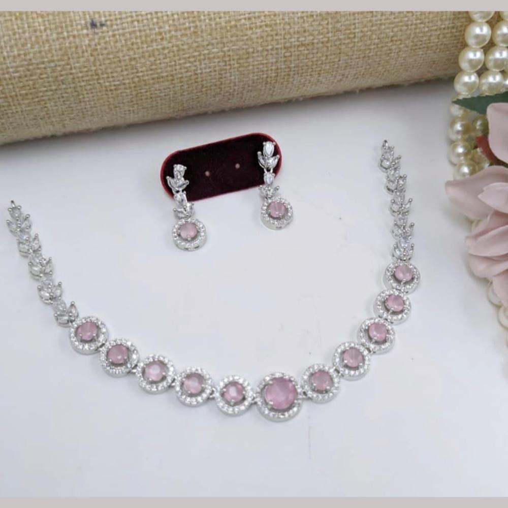 Kavita Art Silver Plated Adorned with Sparkling American Diamonds Necklace Set