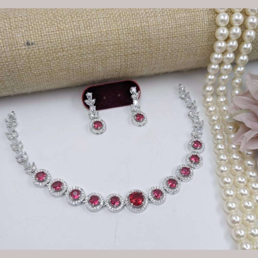 Kavita Art Silver Plated Adorned with Sparkling American Diamonds Necklace Set
