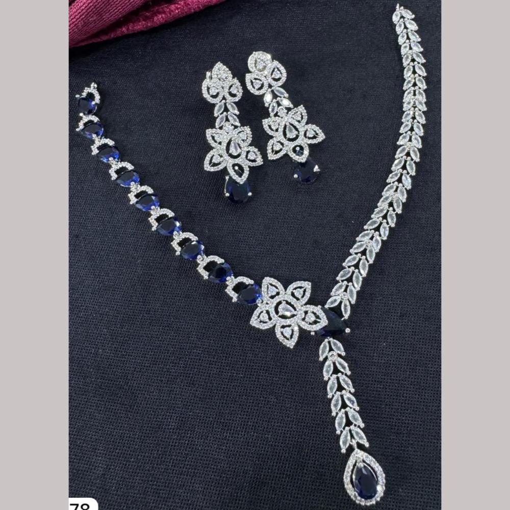 Kavita Art Silver Plated Adorned with Sparkling American Diamonds Necklace Set