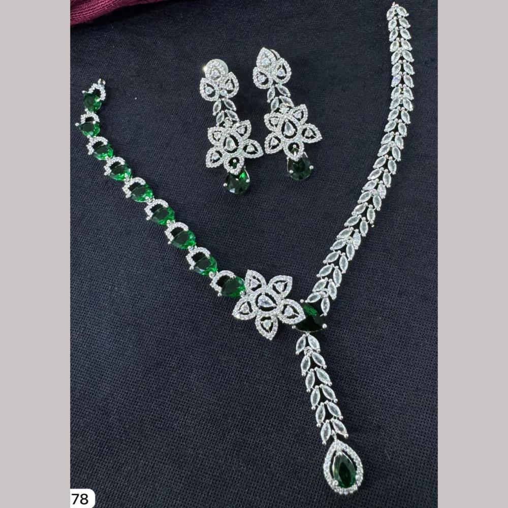 Kavita Art Silver Plated Adorned with Sparkling American Diamonds Necklace Set