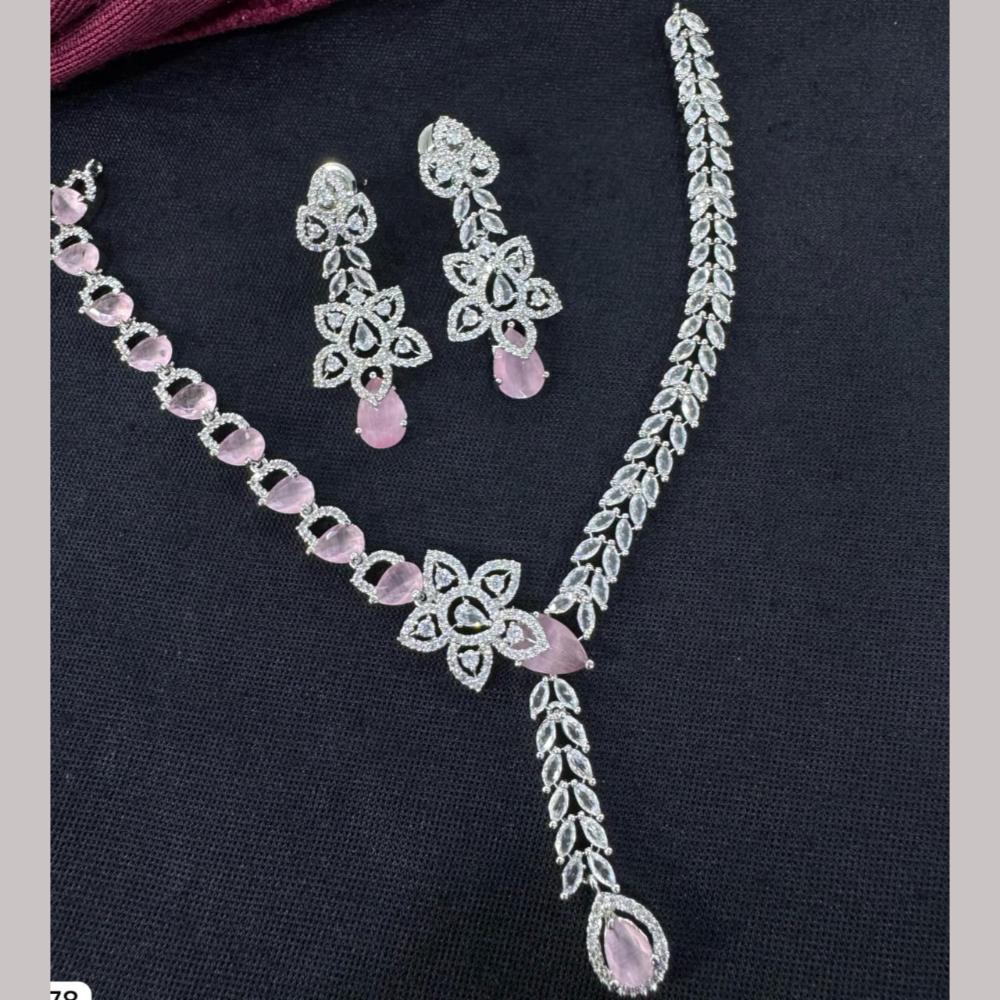 Kavita Art Silver Plated Adorned with Sparkling American Diamonds Necklace Set